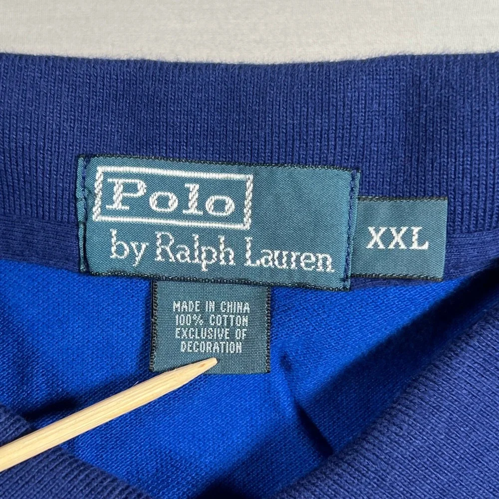 Polo Ralph Lauren Mens XXL Striped Polo Shirt Blue Multicolor Colorblock Rugby
